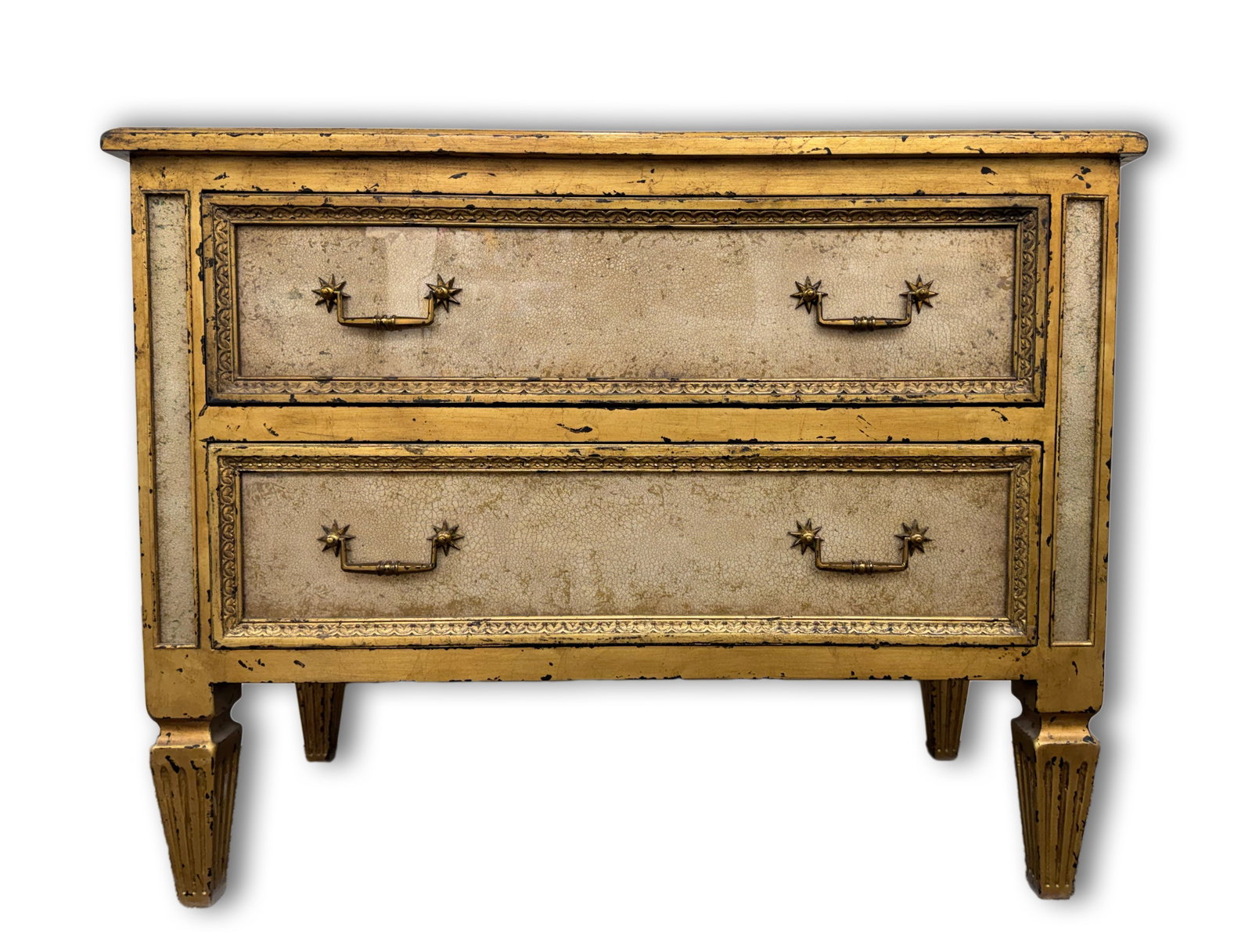 Theodore Alexander 43.25" H x 20.5" W Chest of Drawers: Artist: Theodore Alexander Title: Verre Eglomise Palazzo Chest of Drawers Medium: Wood and eglomised glass with brass fittings Artwork Size: 43.25" H x 20.5" W x 34.5" D Weight: approx. 75 lbs. Editio