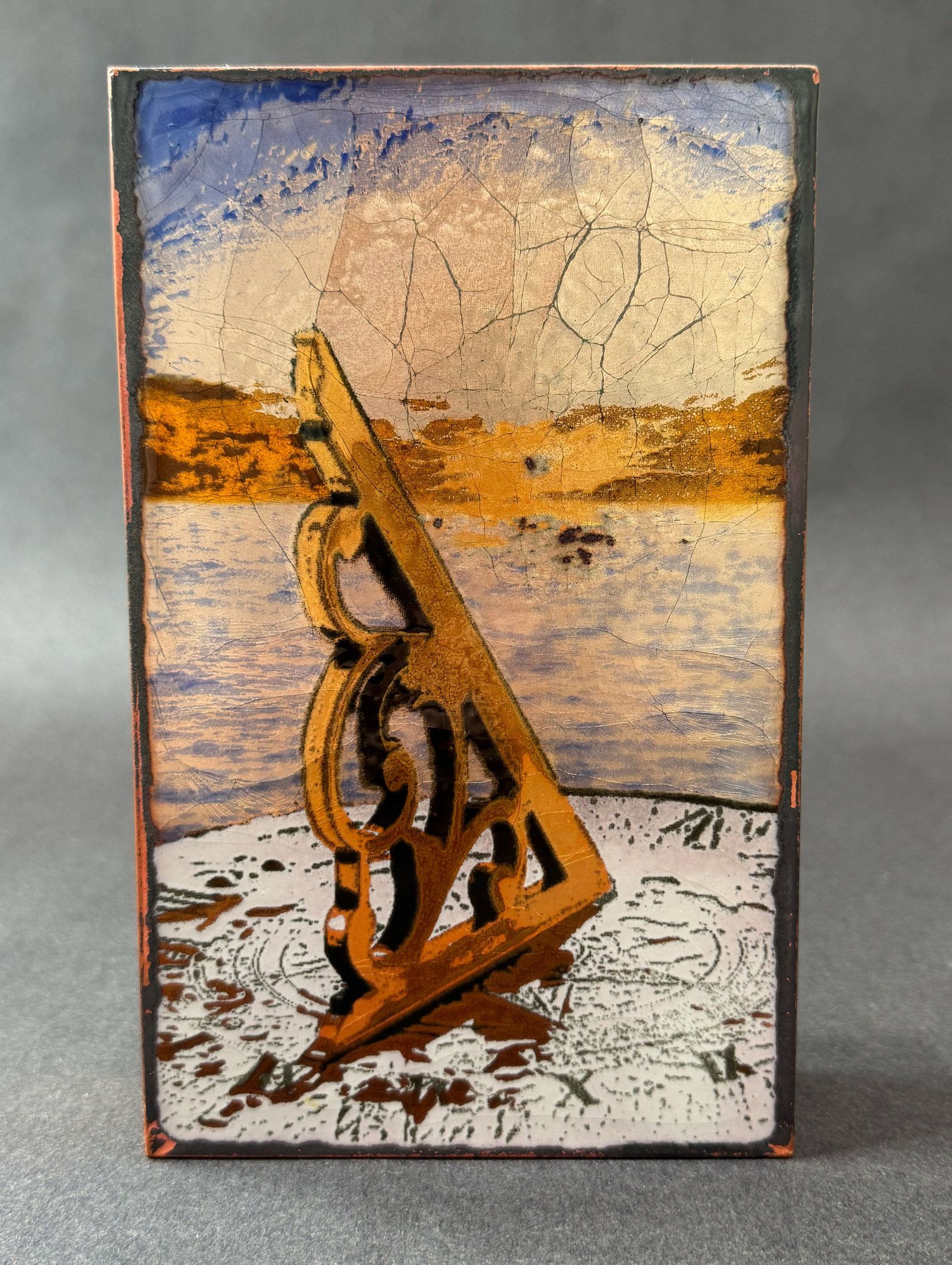 Houston Llew 8.5" H x 5.25" W Retired Spiritile 013v4: Tardis: Artist: Houston Llew (b. 1980s) American Title: 013v4: Tardis RETIRED Medium: Copper and Enamel on Wood Artwork Size: 8.5 H x 5.25 W x 1.75 D Weight: 2.5 lbs. Edition: Open This mixed-media artwork pa