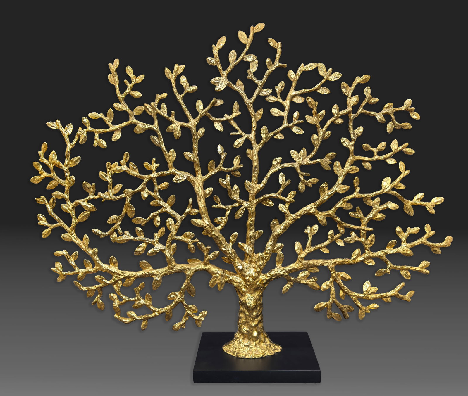 Michael Aram 32" H x 39" W Tree of Life Decorative Fireplace Screen Gold: Artist: Michael Aram (b. 1963) American-Armenian Title: Tree of Life Decorative Fireplace Screen - Gold Medium: Goldtone Aluminum, Powdercoat Iron Artwork Size: 32" H x 39" W x 7.5" D Weight: 20 lbs. 