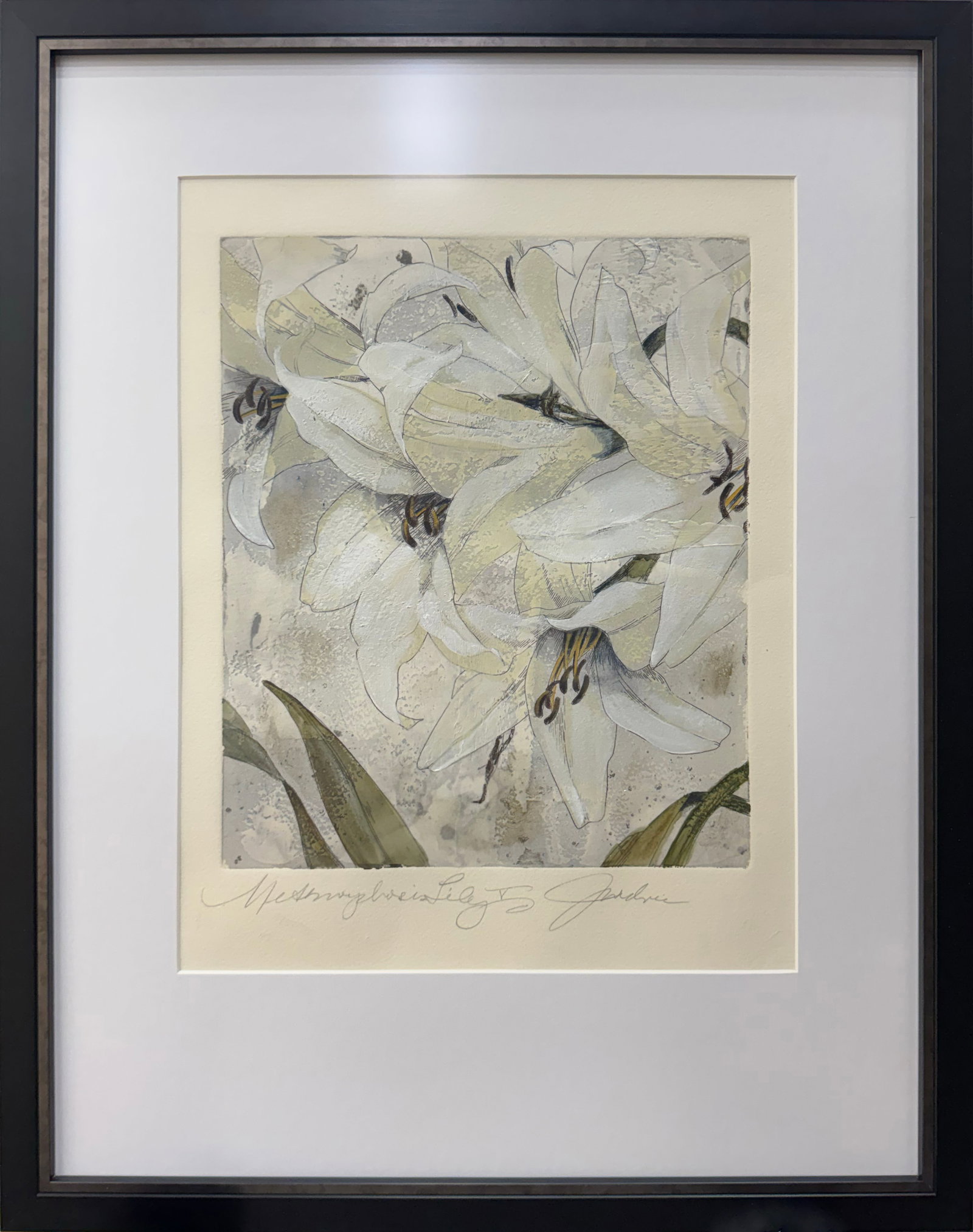 Liz Jardine 22.75” H x 18” W Framed Floral Mixed Media on Paper (1 of 9)