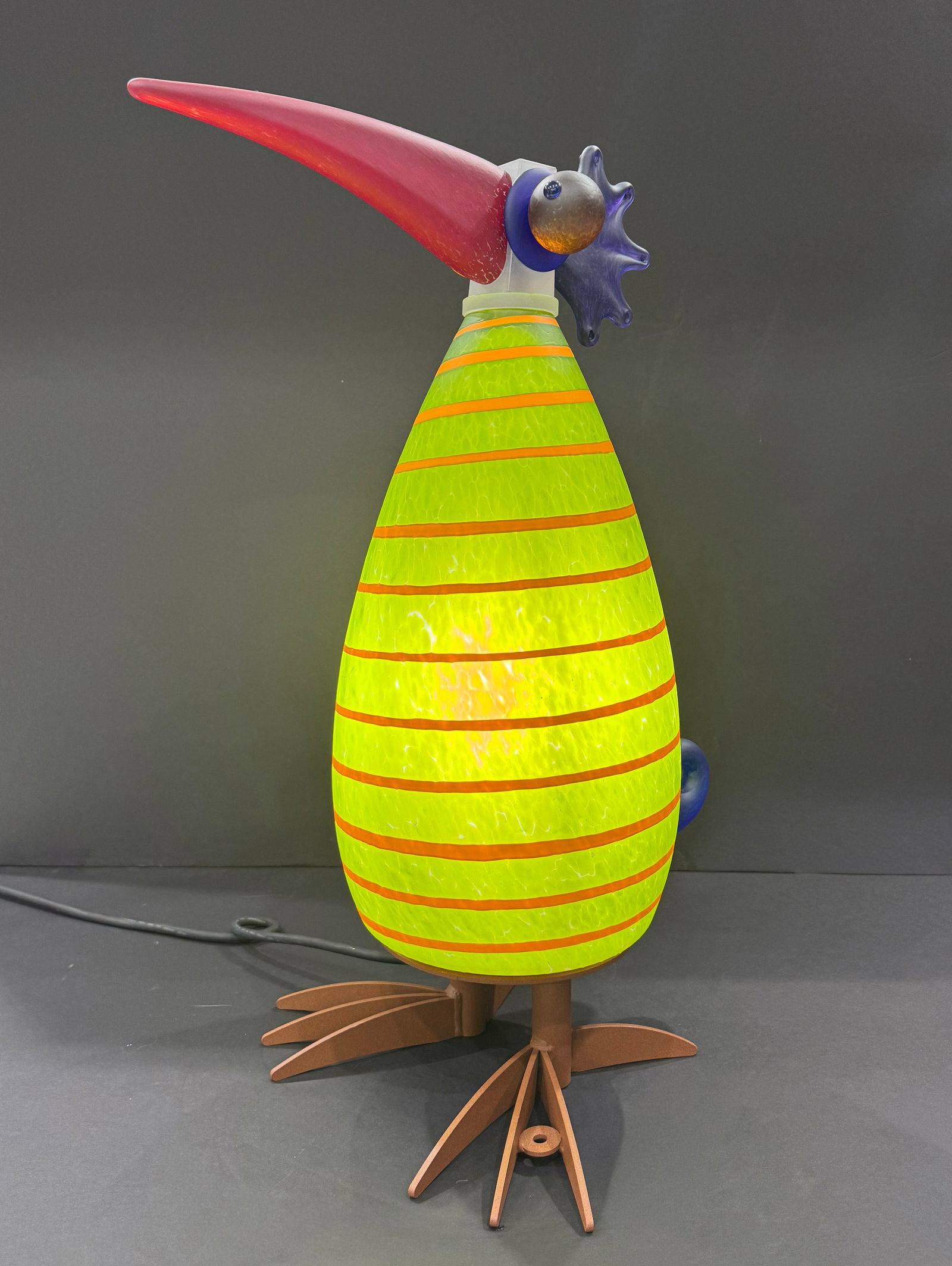 Borowski Art Glass 25” H x 18” W Retired Unique Gonzo Lamp: Artist: Borowski Art Glass Title: Retired Gonzo Lamp Medium: Hand-blown Art Glass Sculpture Size: 25” H x 18” W x 13” D Weight: 27 lbs. Edition: Unique Signature: Etched in Bottom of