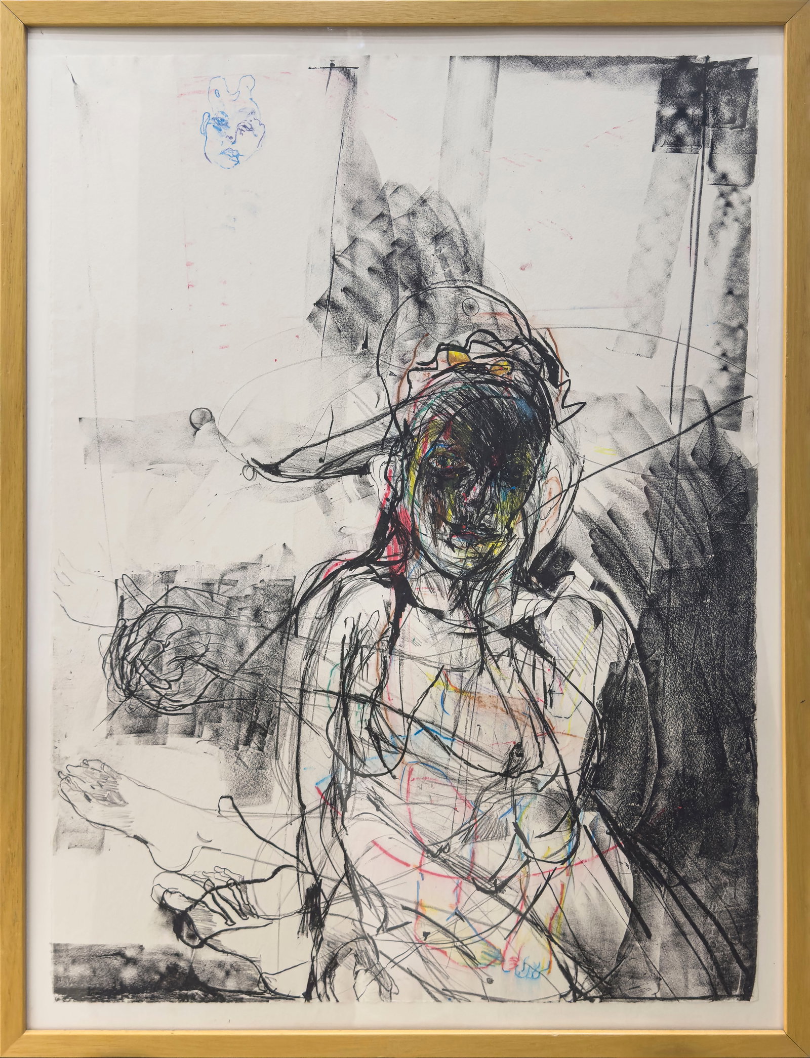 Judy Glantzman 33.25” H x 25.25” W Framed Abstract Figurative Monotype: Artist: Judy Glantzman (b. 1956) American Title: Untitled (Series 3) 1999 Medium: Monotype with Hand-Colored Highlights on Arches Paper Signature: Unsigned Artwork Size: 30” H x 22” W Fram