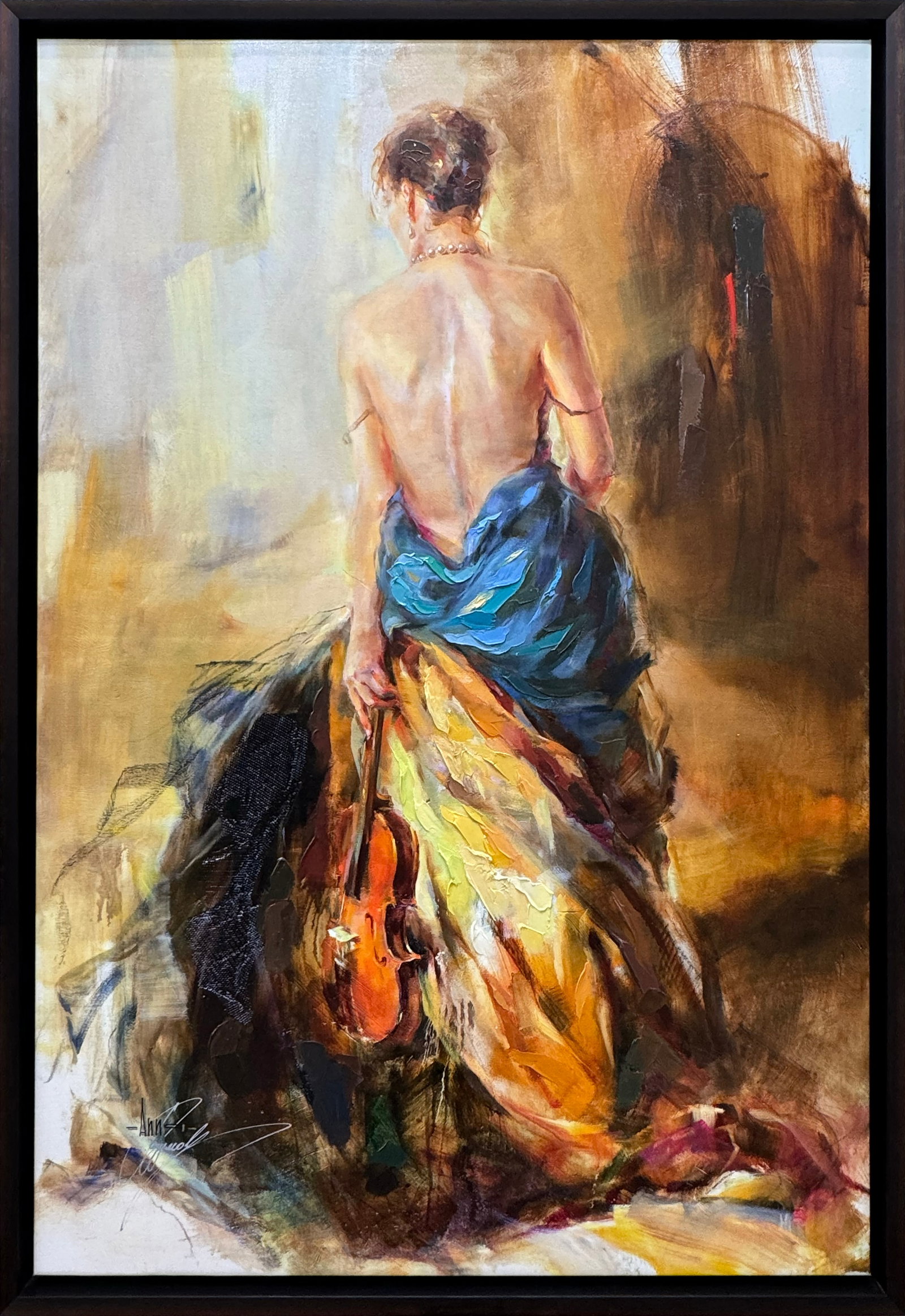 Anna Razumovskaya 58.25" H x 40.25" W Framed Embellished Female Figure Giclee on Canvas 12/50 (1 of 12)