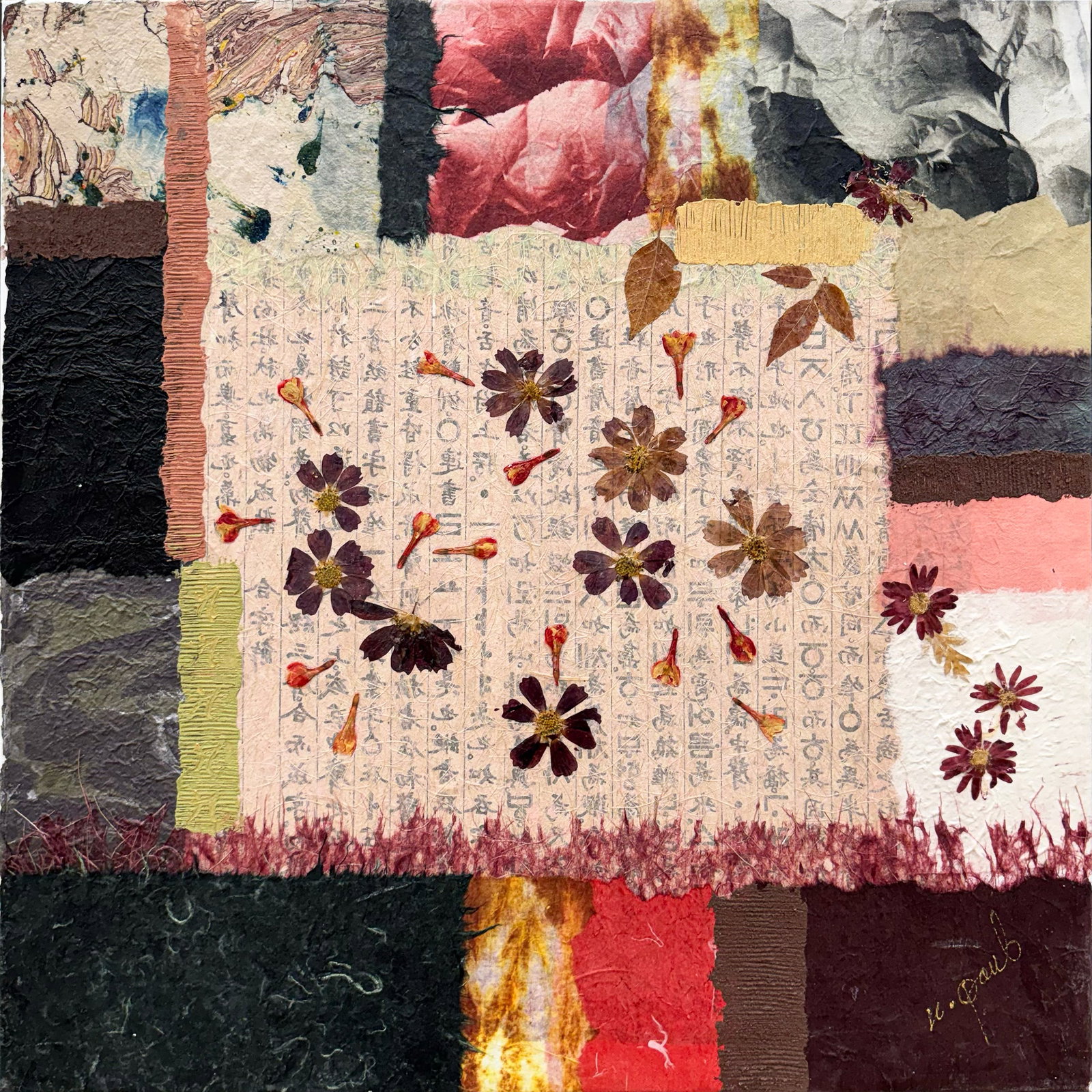 K. Paul 24" H x 24" W Original Floral Collage 2 of 2 (1 of 10)