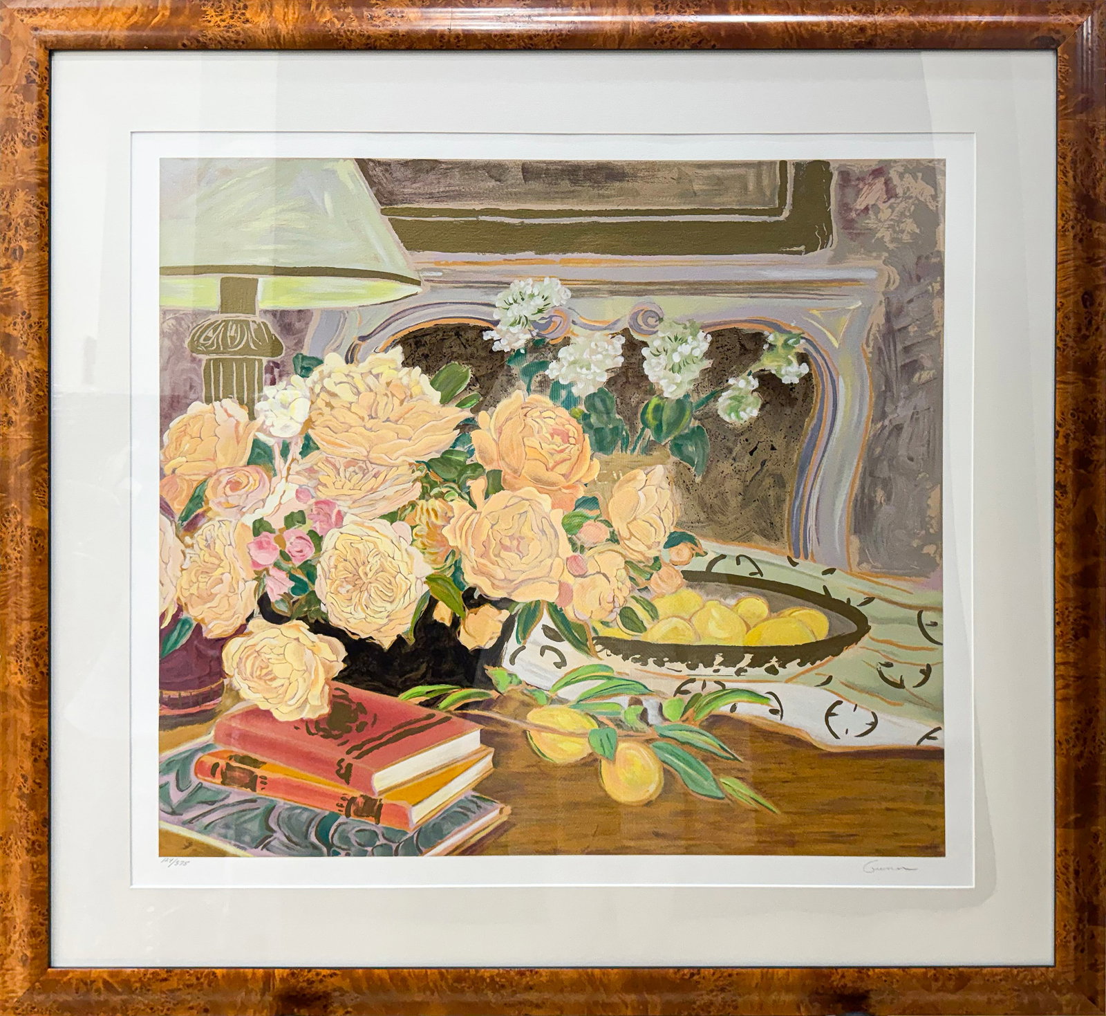 Ellen Gunn 41.25” H x 44.75” W Framed Floral Serigraph on Paper 129/375 (1 of 16)