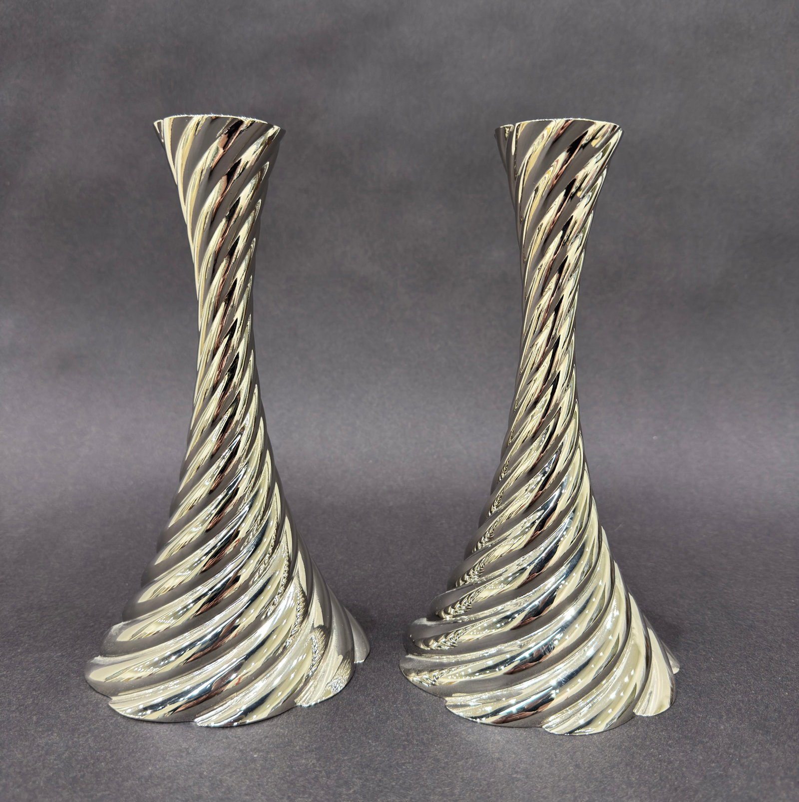 Michael Aram 8.2” H x 4.75” W Set of 2 Twist Candleholders (1 of 5)