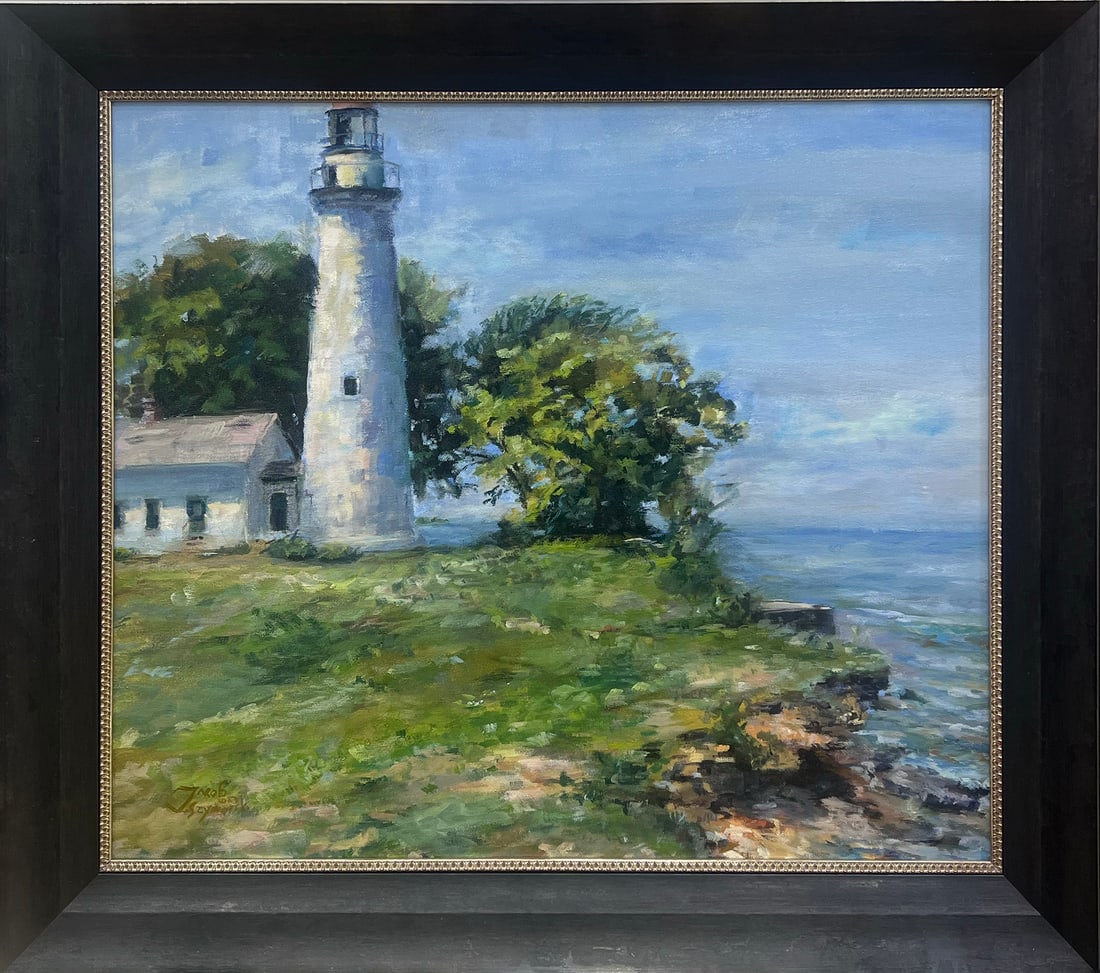 Jacob Szymanski 23.5” H x 26.5” W Original Framed Michigan Lighhouse Painting (1 of 9)