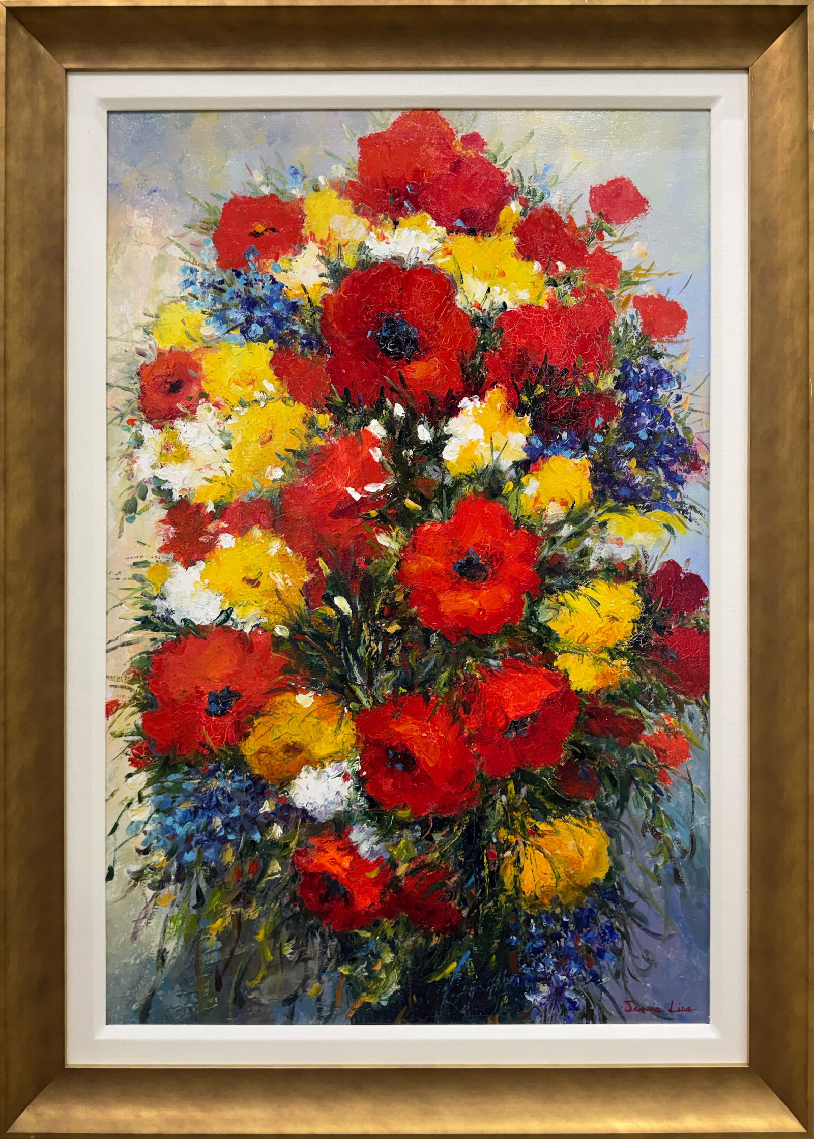 Jamie Lisa 42.5" H x 30.5" W Original Framed Floral Painting (1 of 18)