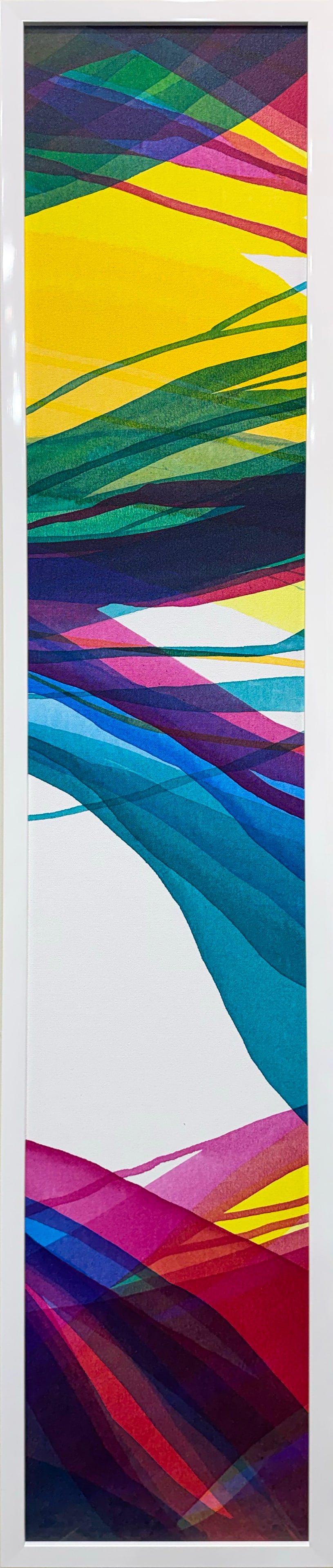 Antonio Molinari 61.25" H x 13" W Original Abstract Painting 1 of 3: Artist: Antonio Molinari (b.1977-) American Title: Between the Lines - Version 1 Medium: Acrylic on Canvas Artwork Size: 60" H x 11.75" W Framed Size: 61.25" H x 13" W x 1.25" D Weight: 8.2 lbs. Editi