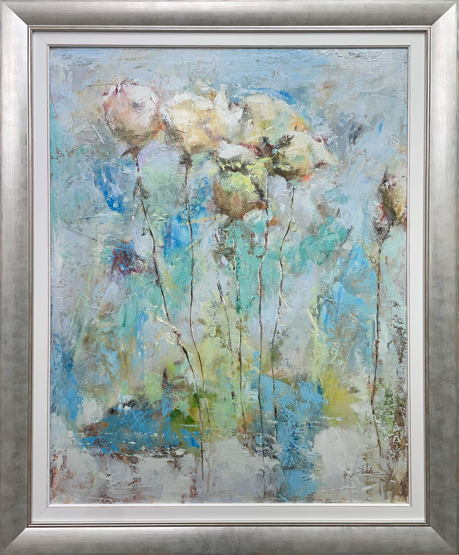Seth Wong 47.5" H x 37.5" W Framed Original Floral Painting (1 of 10)