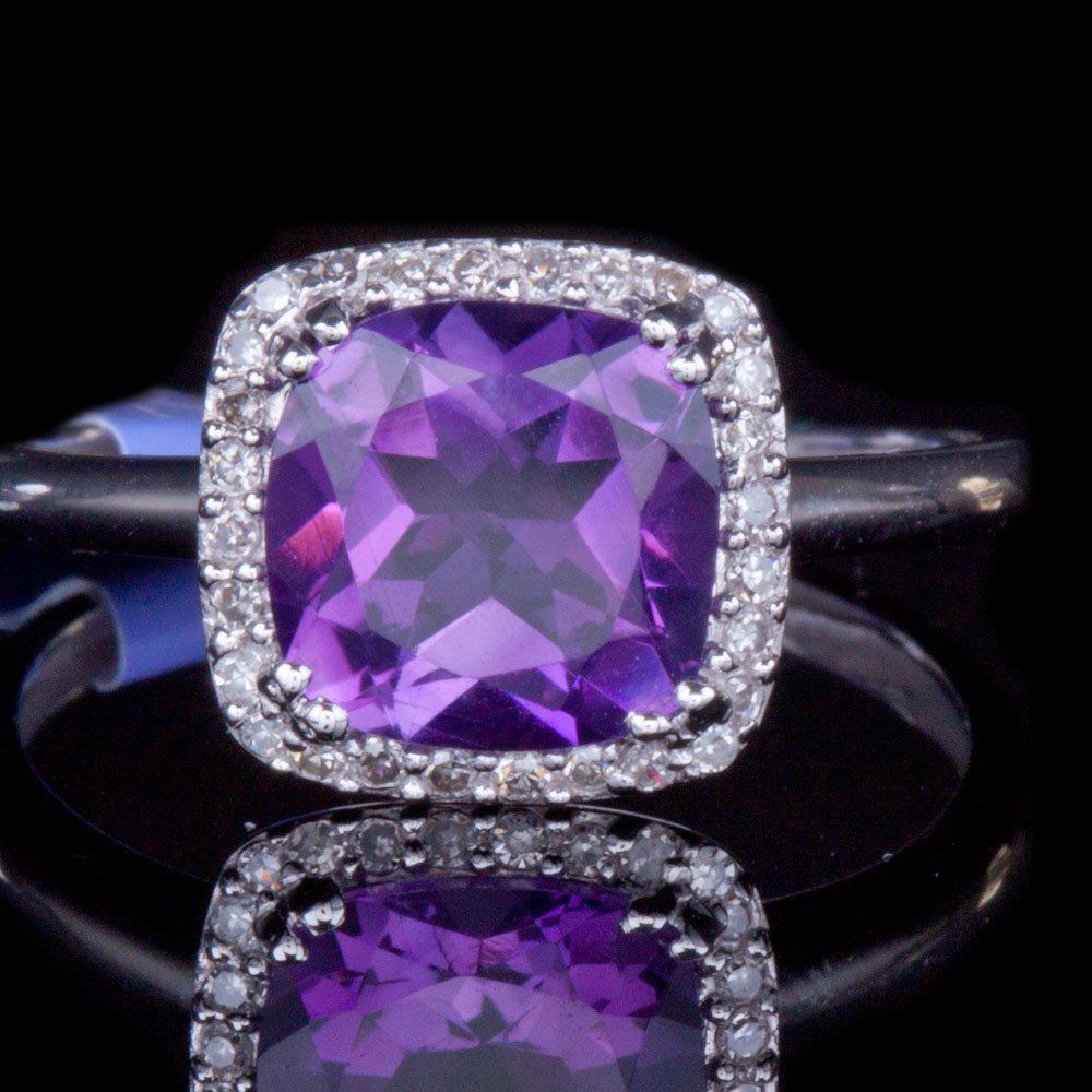 14K GOLD RING W/ 2.02ct. AMETHYST & 0.12ct. WHITE DIA (1 of 3)