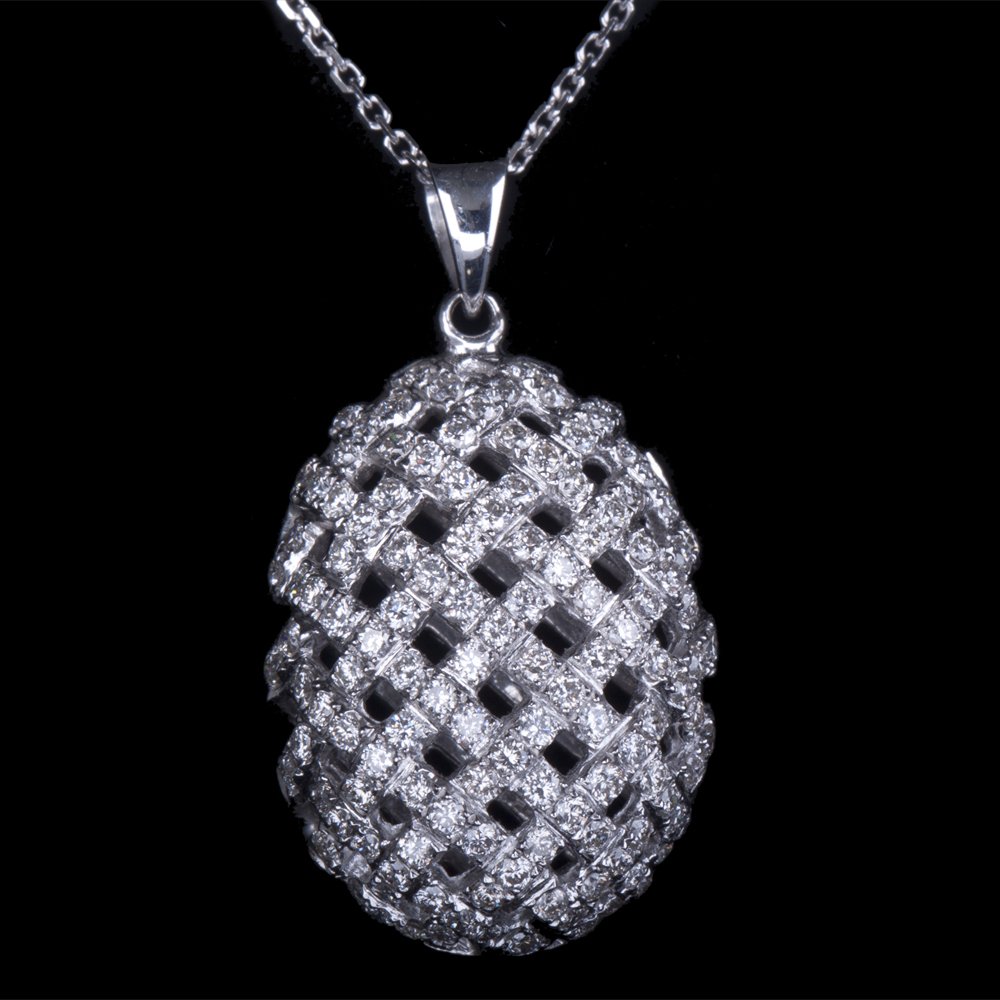 18K GOLD PENDANT W/ CHAIN W/ 2.45ct. WHITE DIA (1 of 3)