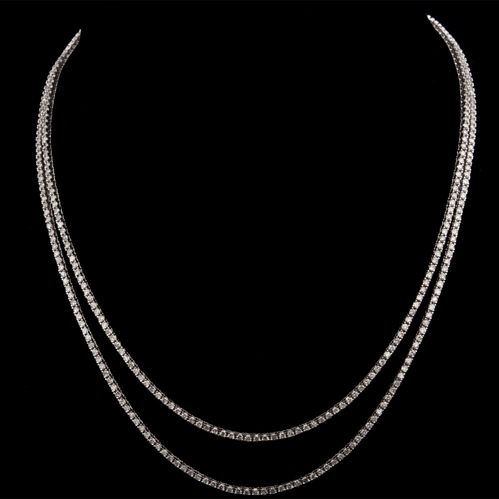 18K GOLD 2 ROWS NECKLACE W/ 7.00ct. DIAMOND (1 of 3)
