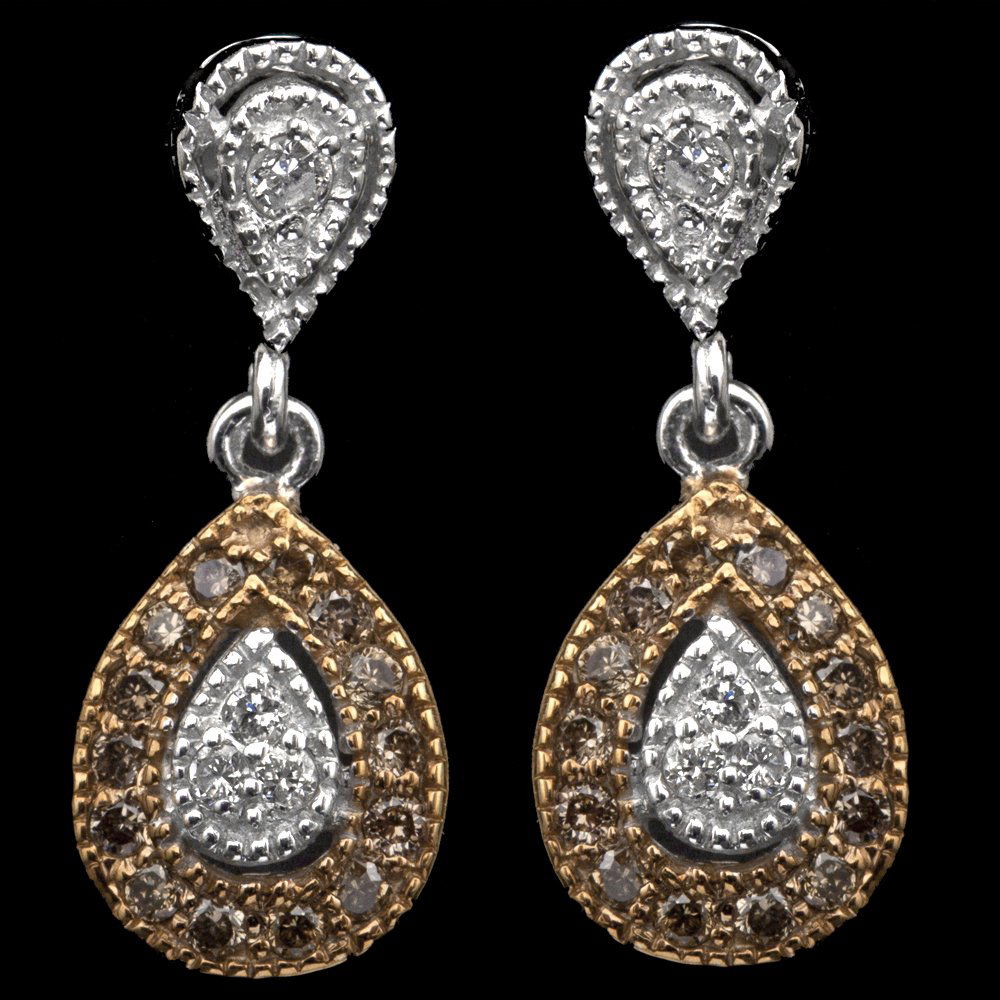 14K GOLD EARRINGS  W/ 0.30ct. FANCY DIA (1 of 3)