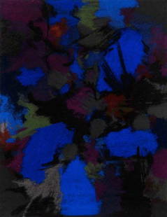 Rolf Hans, Ohne Titel (Fleckenbild), 1962: Pastell auf Papier. 32 x 24,5 cm (Blattgröße). Links unten mit Bleistift sign. und dat.: R. Hans Juli 62. Verglast, gerahmt.