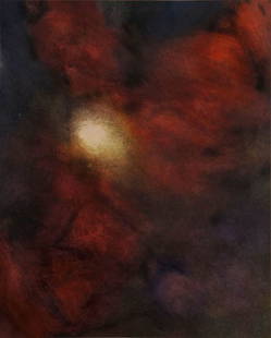 Rolf Hans, Ohne Titel, 1960: Mischtechnik auf Papier. 34 x 42 (Blattgröße). In der Ecke links unten dat.: 27.11.60. Rechts unten am Rand mit Bleistift sign.: R. Hans. Verglast, gerahmt.