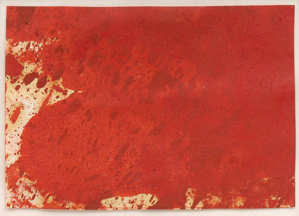 Hermann Nitsch, 'Orgelkonzert', 1986: Köln, edition hundertmark, 1987. Mit einer Zeichnung; Acryl in Rot auf Papier. 10,5 x 15 cm. Verso am Unterrand mit Kugelschreiber sign. und dat.: Hermann Nitsch 12. Oktober 1986, im Passepartout sow