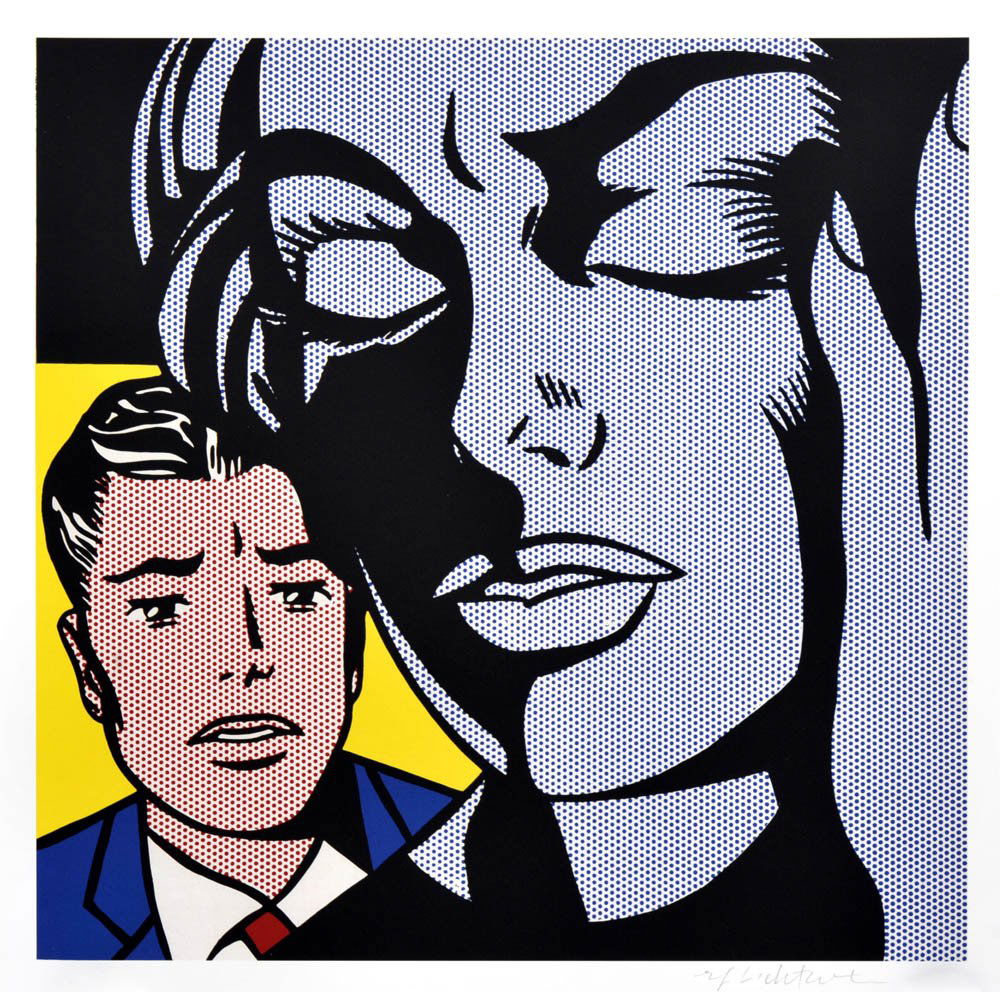 Roy Lichtenstein, 'Tension', 1964: Farboffset auf Velin. 28,4 x 28,8 cm (Darstellung); 30,9 x 31,2 cm (Blattgröße). Rechts unten im schmalen Rand mit Bleistift sign.: rf Lichtenstein.