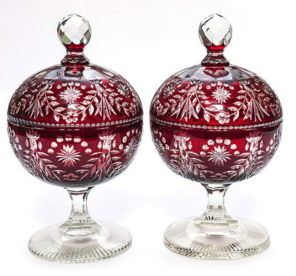 Pair of Cut Glass Covered Compotes (1 of 2)