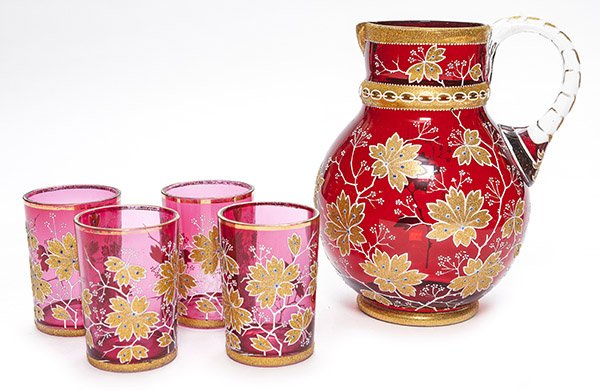 Cranberry Enameled Water Set (1 of 1)