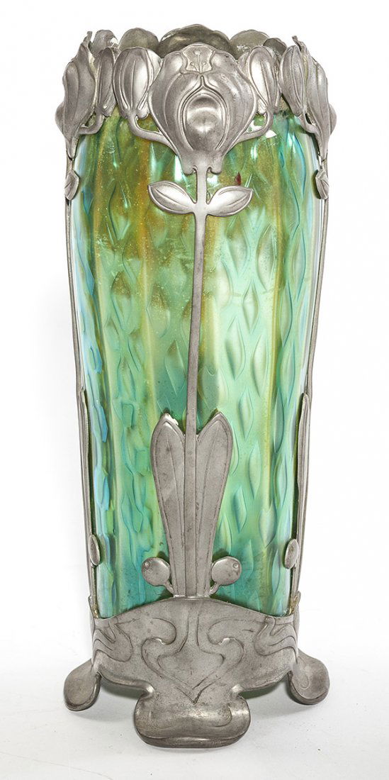 Bohemian Vase in Pewter Frame (1 of 2)