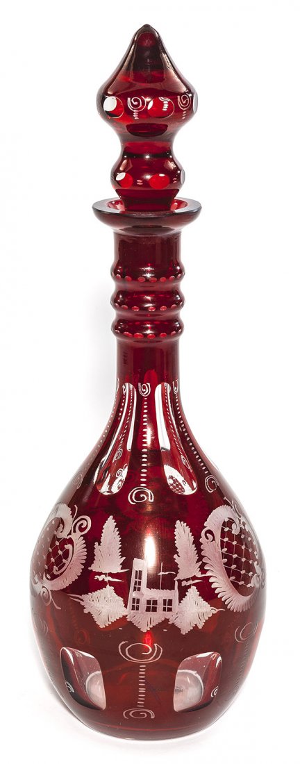 Bohemian Cut Overlay Decanter (1 of 2)