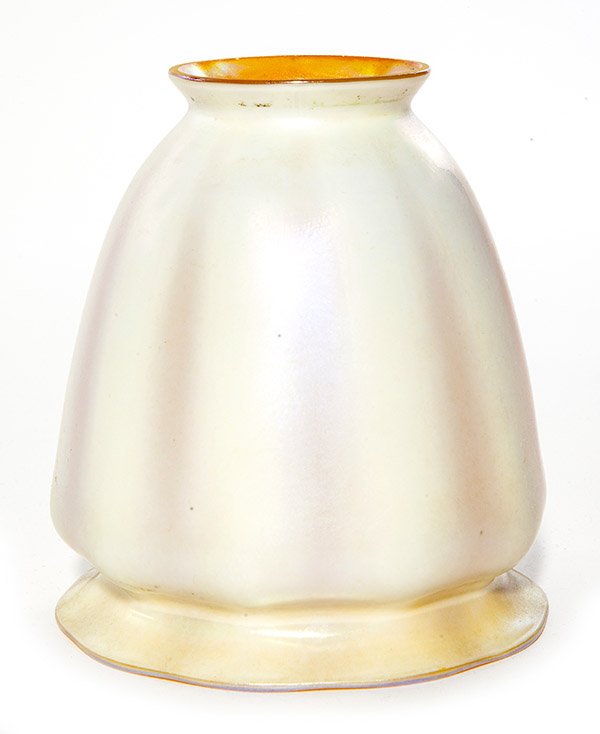 Steuben shade, gold Aurene on Calcite, ribbed body, (1 of 1)