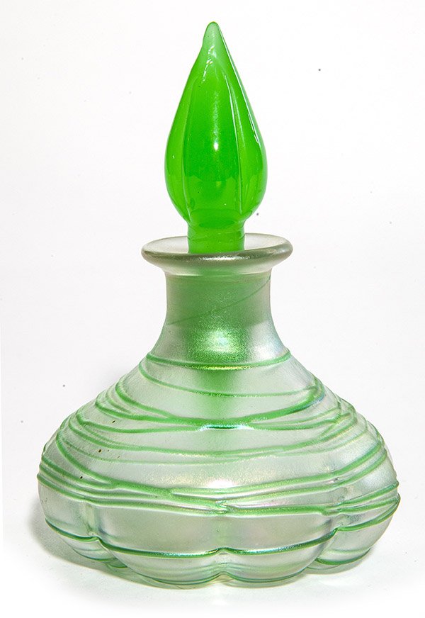 Steuben scent bottle, shape #1455, bulbous melon ribbed (1 of 2)