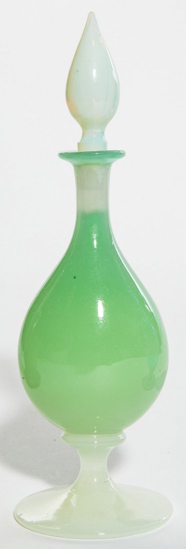 Steuben scent bottle, Green Jade body supported by a (1 of 1)