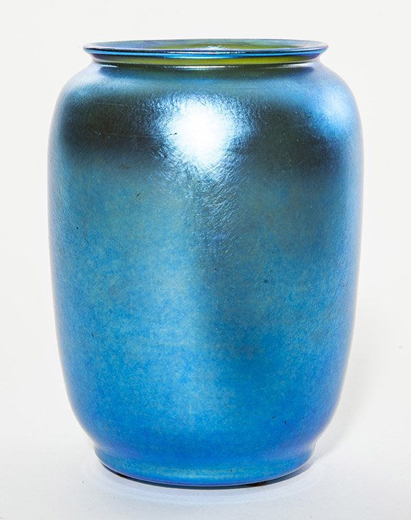 Durand blue lustre vase, barrel form with strong (1 of 1)