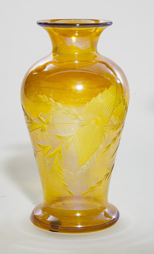 Durand cut crystal vase, classic shouldered form with (1 of 2)