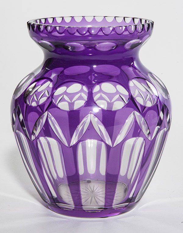 Durand cut crystal vase, amethyst cut to clear with (1 of 1)