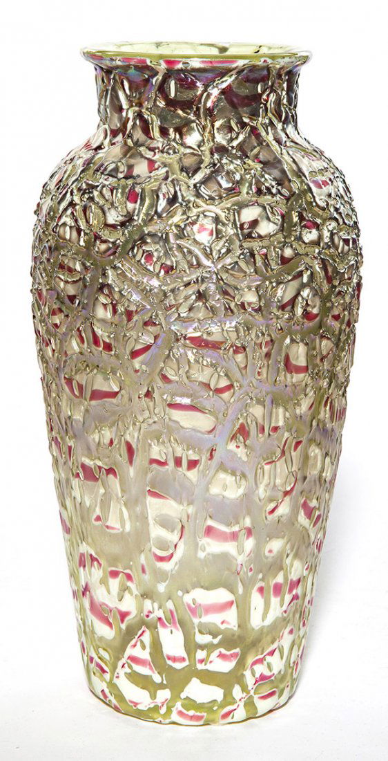 Durand Crackle vase with Lava decoration, shouldered (1 of 2)