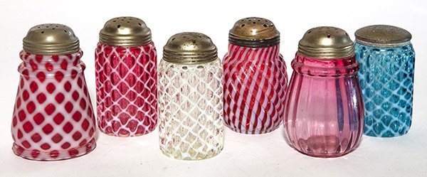 Six Victorian shakers including a 5" clear ribbed opal (1 of 1)