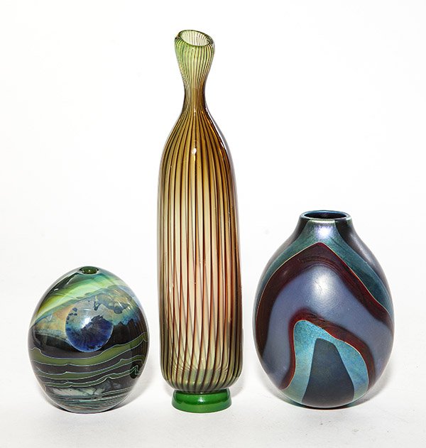 Three contemporary art glass vases including a 10 1/2" (1 of 1)