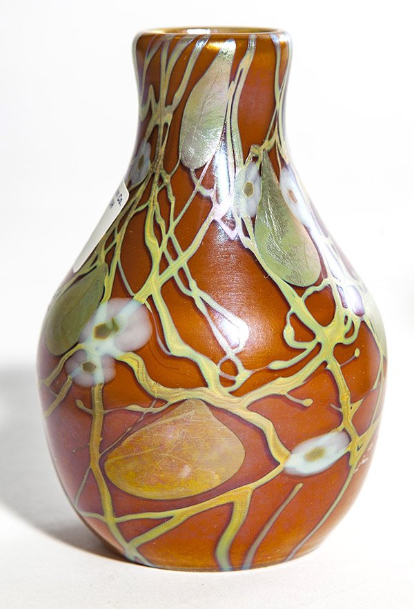 Contemporary millefiori vase in cased brown glass with (1 of 1)