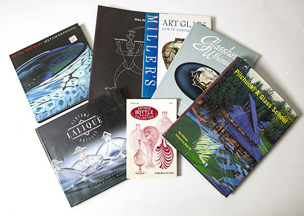 Seven art glass reference books including Antique: Seven art glass reference books including Antique Bottle & Glass Collector: Nailsea Glass , paperback, 1988, Metamorphosis by Peter Bremers, hardcover, 2000, Dan Dailey: Simple Complexities in Drawing