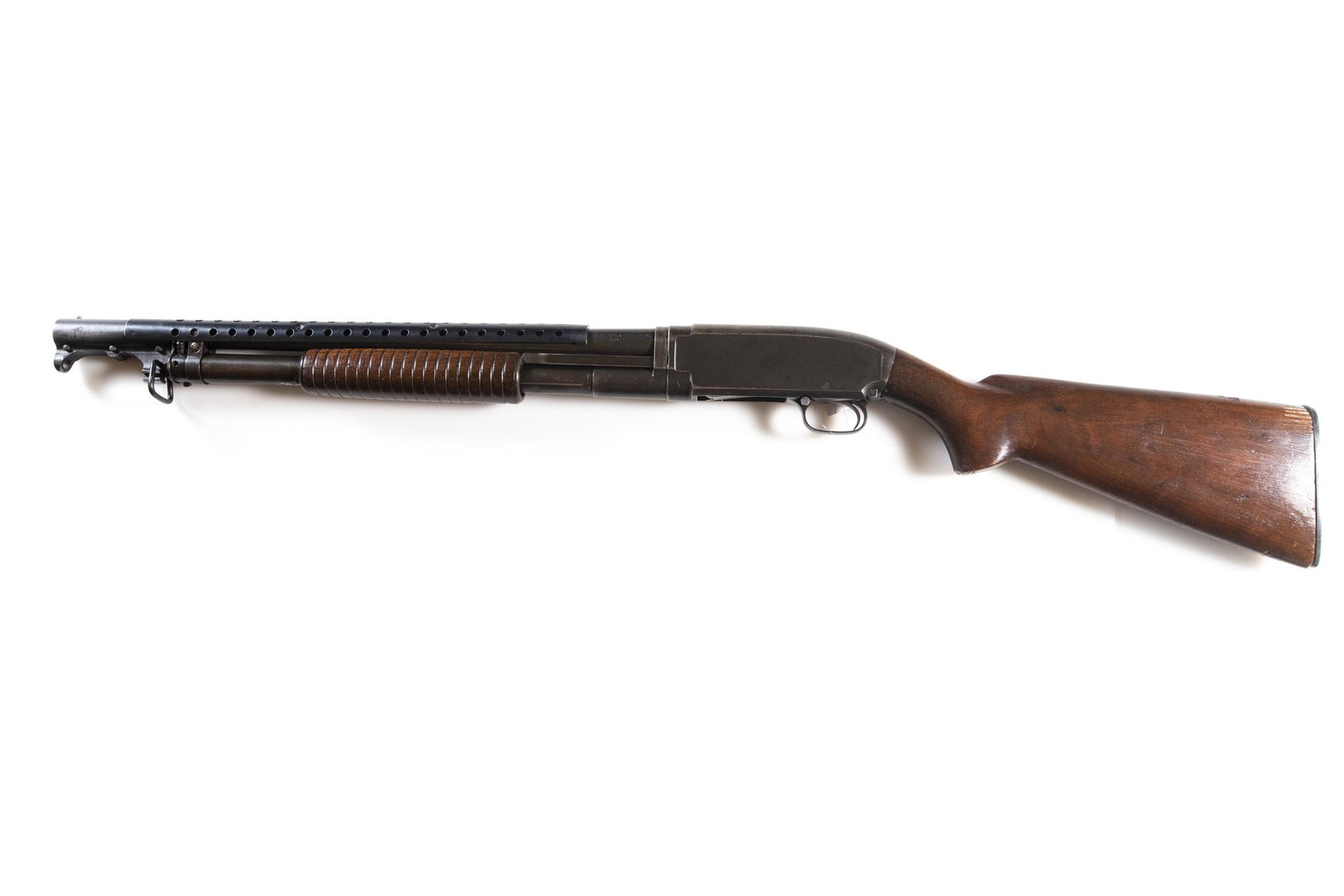 WINCHESTER MOD. 12, 12GA TRENCH GUN: Serial Number 969750. US MILITARY MARKINGS. NO RESERVE.Vandenbrook Galleries is holding a mostly (all but 6 guns) NO RESERVE auction featuring collectible and important guns and firearms that you do n
