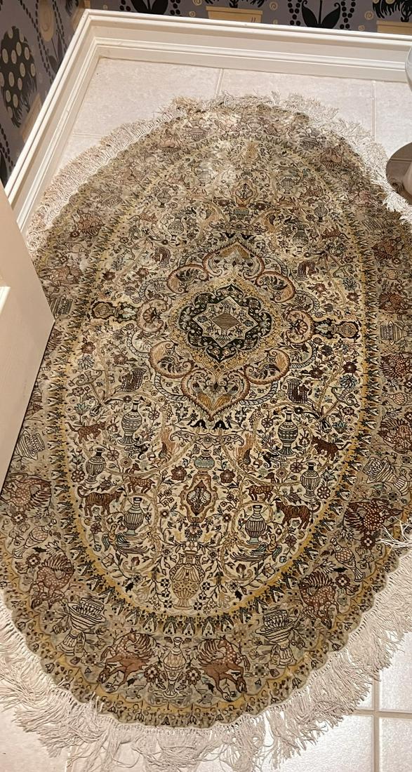 Hand-knotted silk on silk Sino Persian Rug (1 of 2)