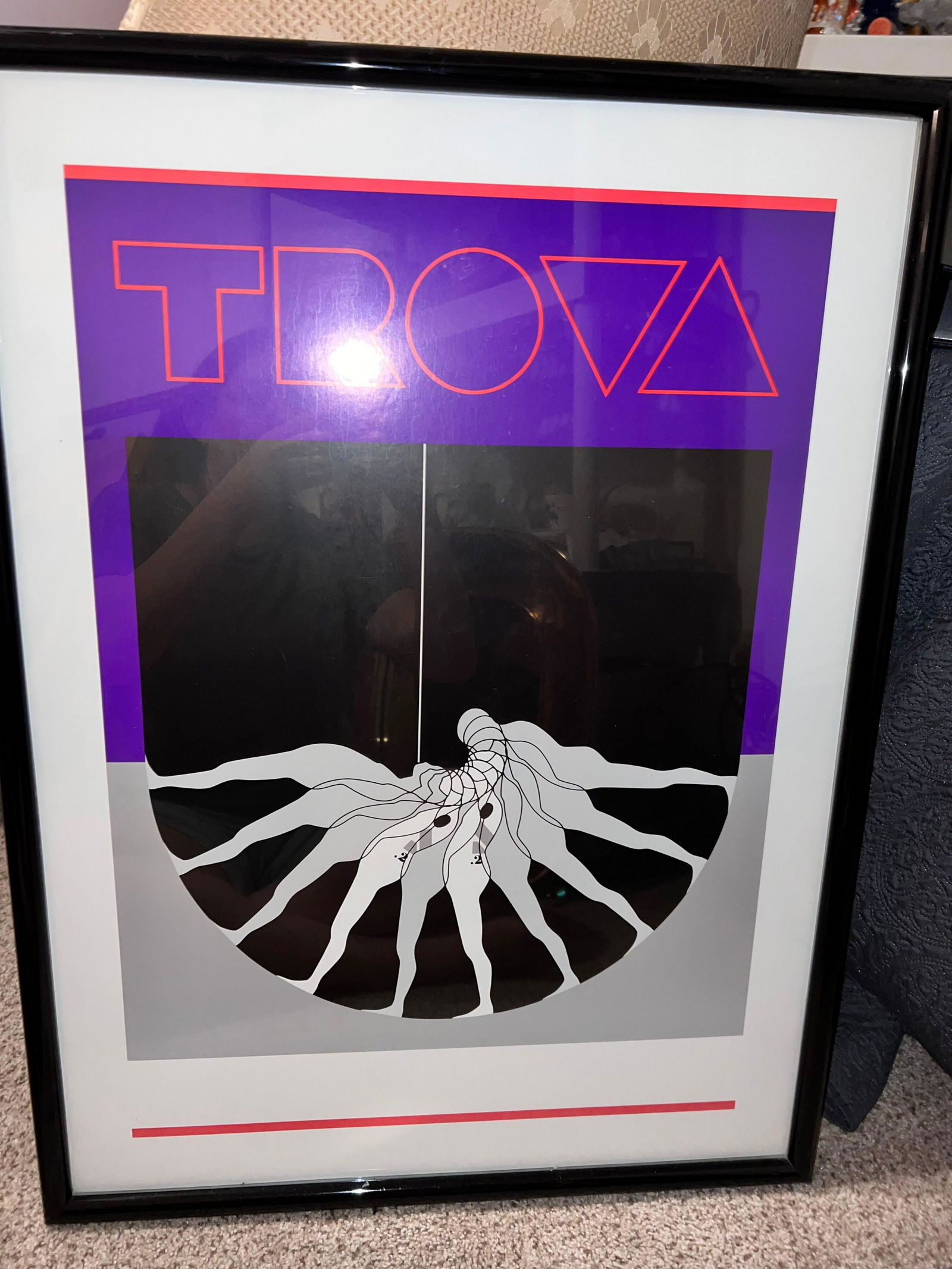 "Falling Man" Trova print: "Falling Man" print by Ernest Trova. Framed and under glass.