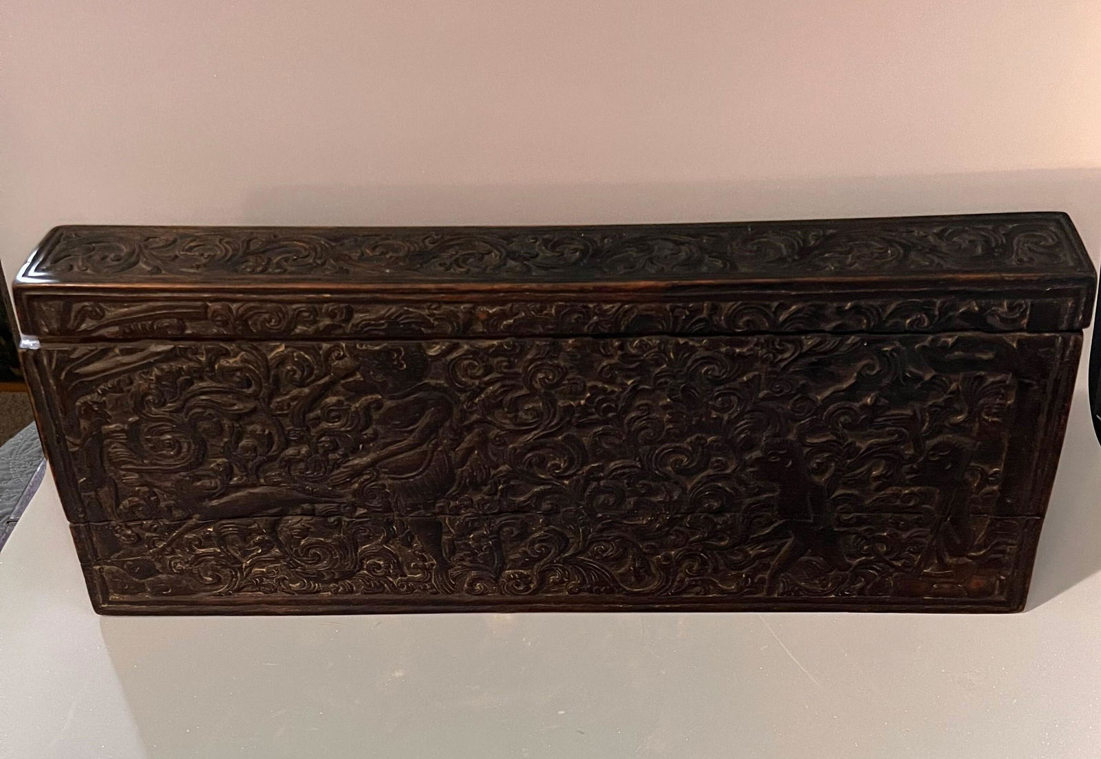 Large Carved Wood Box (1 of 4)