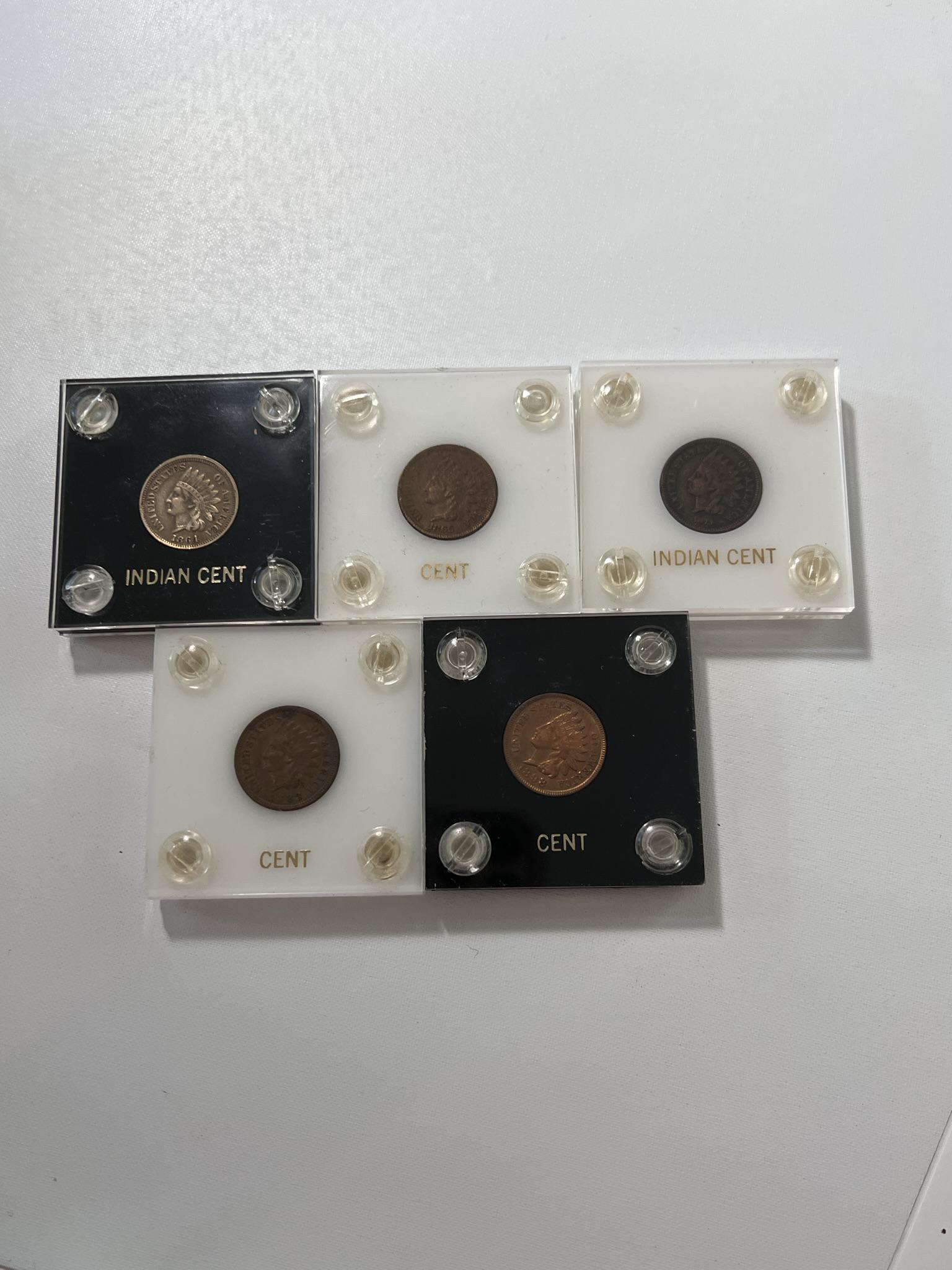 Lot of 5 Indian Head Pennies (1 of 9)