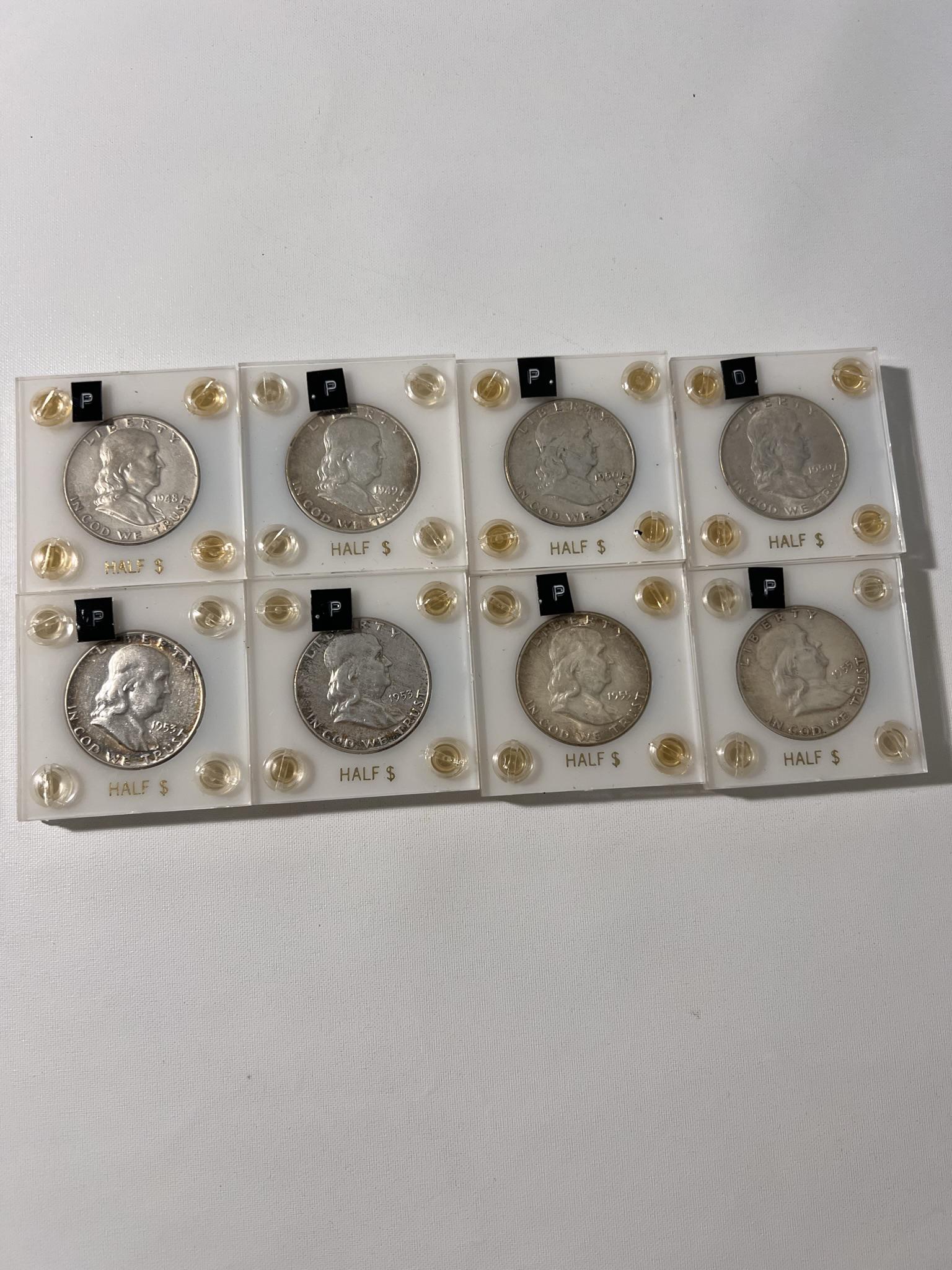 Lot of 8 Franklin Half Dollars (1 of 6)