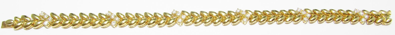 Fred 18Kt Gold and Diamond Gold Link Bracelet with Leaf Motif (1 of 6)