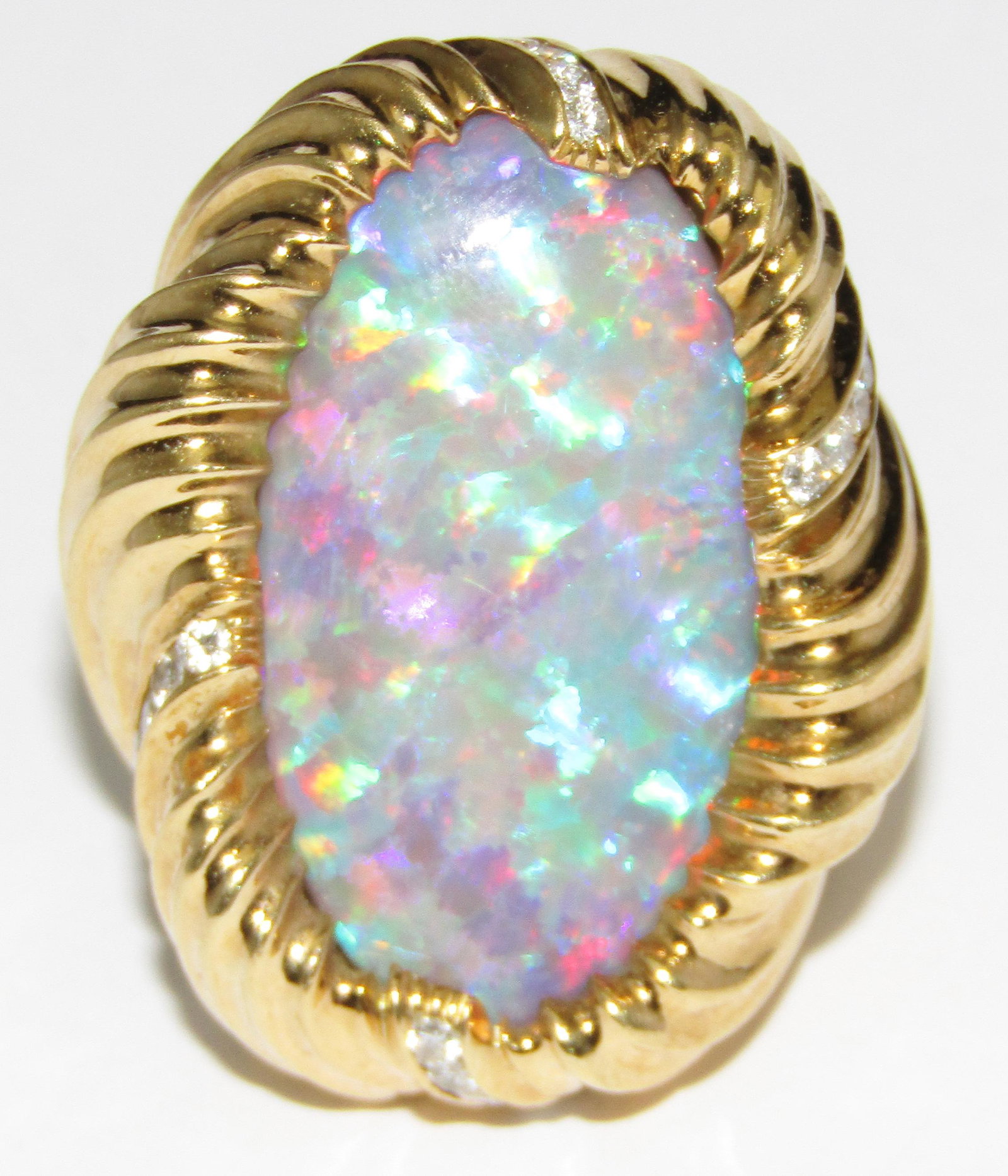 18Kt Gold Ring with 15.5 carat Black Opal and Diamonds (1 of 8)