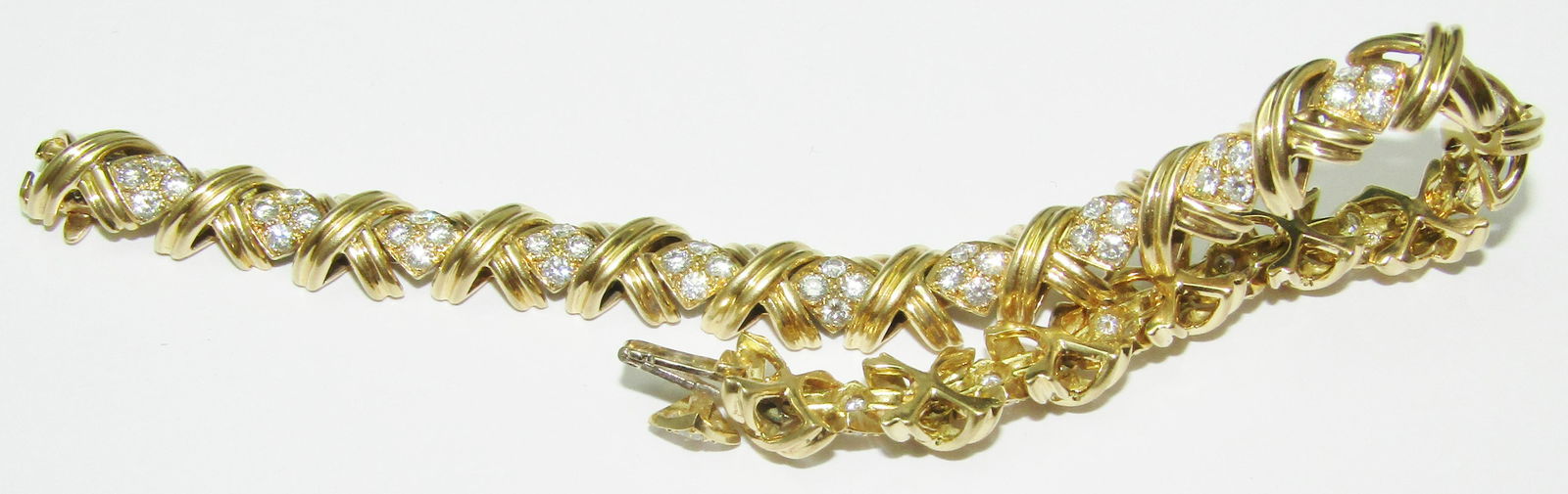 Tiffany 18Kt Gold and Diamond  X Link Bracelet (1 of 3)