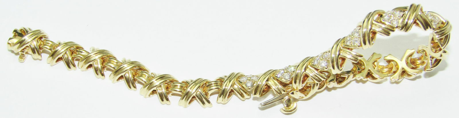 Tiffany 18Kt Gold and Diamond  X Link Bracelet (1 of 3)