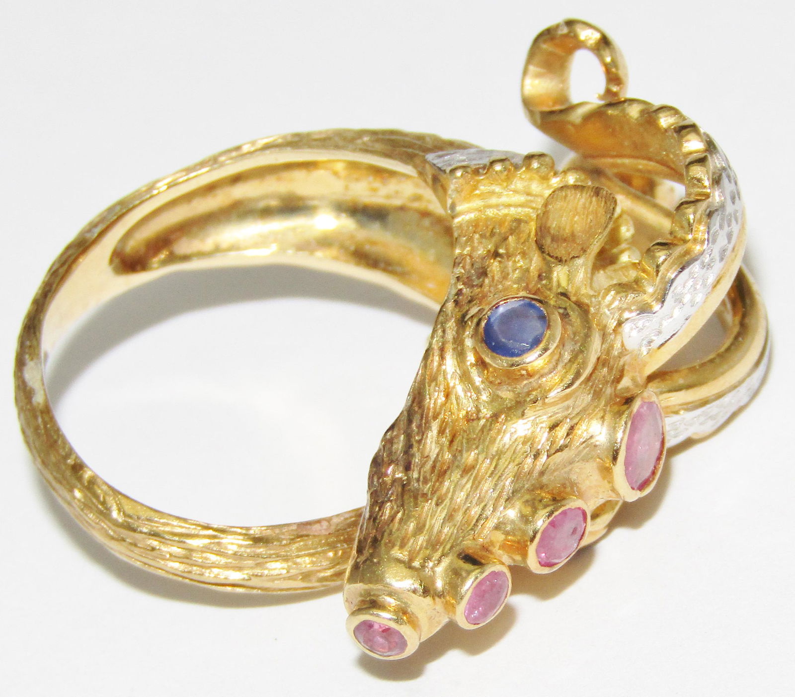 18Kt Yellow & White Gold Rams Head Ring (1 of 6)