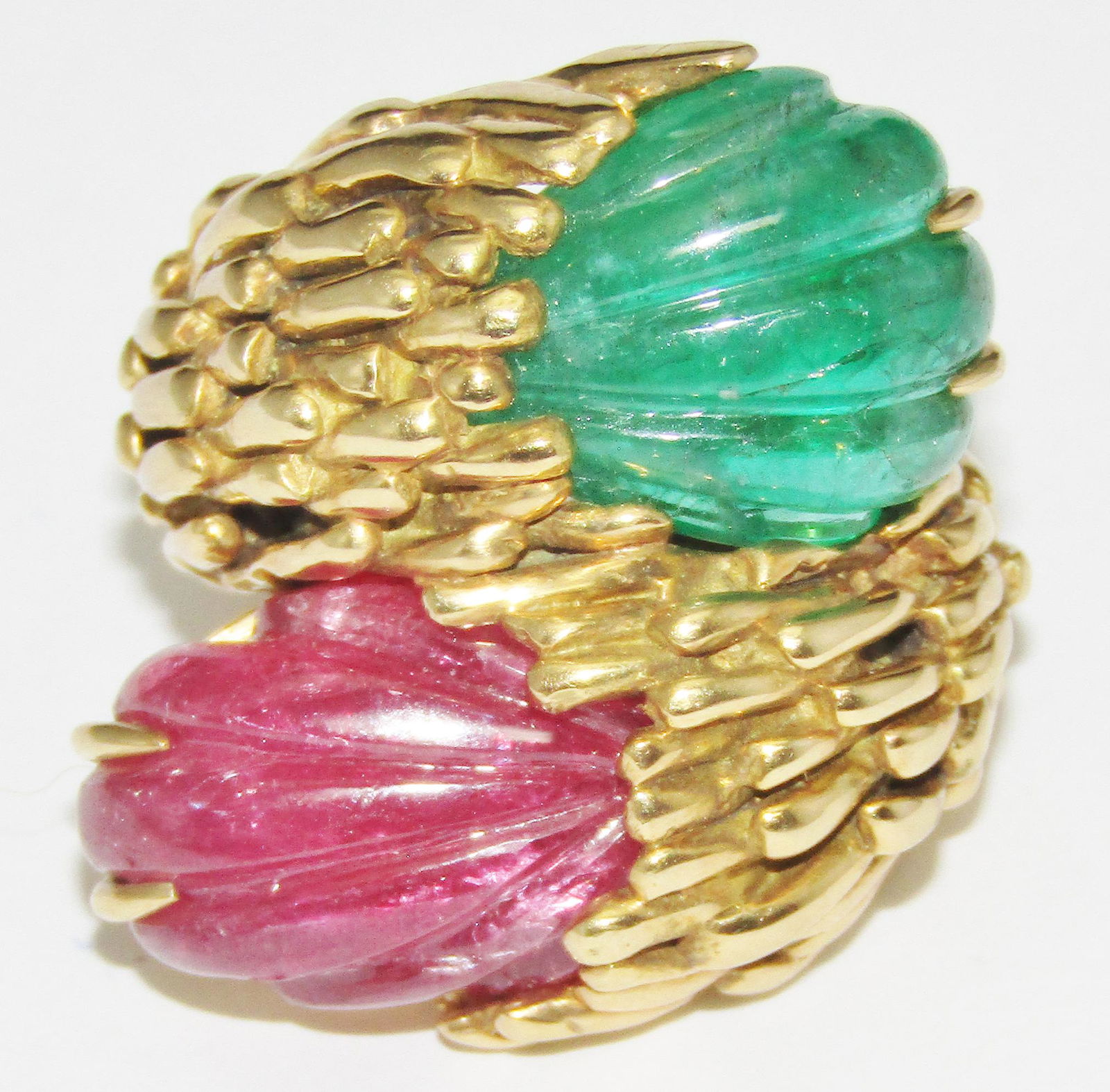 18Kt Yellow Gold Ring with Ruby and Emerald (1 of 5)