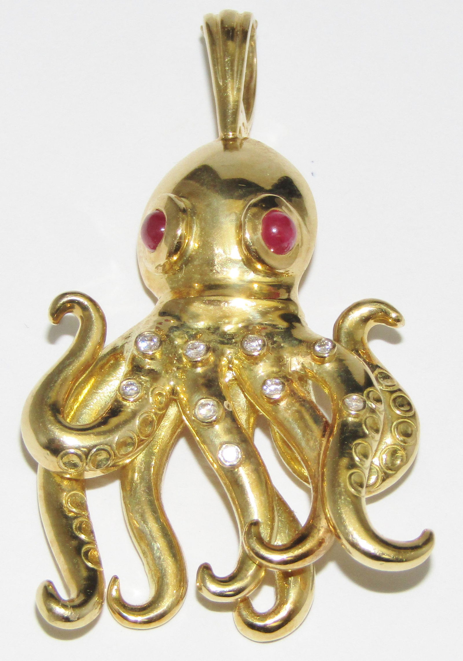 E W & Co. 18Kt Gold Octopus Pendant with Rubies and Diamonds (1 of 2)